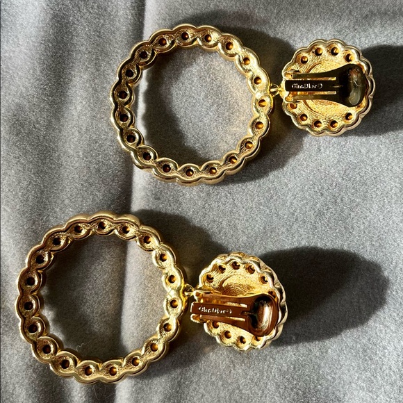 Christian Dior huge door knocker rhinestone earrings. 80’s - Picture 4 of 7
